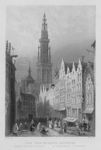 The Egg-Market, Antwerp by William Henry Bartlett