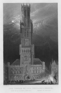 The Tower of the Exchange, Bruges by William Henry Bartlett