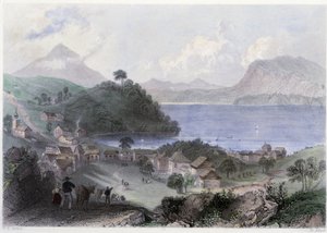 View of Georgeville and Its Lake - in Canadian Scenery Illustrated by William Henri Bartlett, Published by George Virtue by William Henry Bartlett