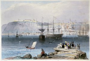View of Quebec and its port (Canada) - in Canadian Scenery Illustrated by William Henri Barlett, ed. George Virtue
