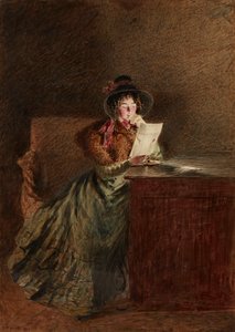 Girl Reading a Letter By Lamplight by William Henry Hunt