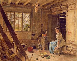 The Maid and the Magpie, A Cottage Interior at Shillington, Bedfordshire by William Henry Hunt