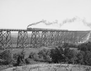 Railroad Bridge over the Des Moines River, c.1900 (b/w photo) by William Henry Jackson