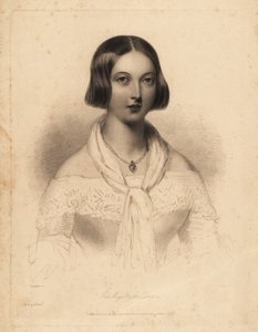 Young Queen Victoria, early 20s. Steel stipple engraving by William Henry Mote after an illustration by William Drummond from Charles Heath’s English Pearls, or Portraits for the Boudoir, Tilt and Bogue, London by William Henry Mote