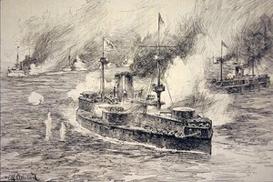 Battle of the Yalu River on 17th September by William Heysham Overend