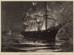 Destruction by Fire of the Egyptian Steamer Latif, in the Red Sea