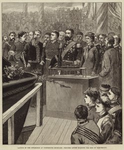 Launch of the Inflexible at Portsmouth Dockyard, Princess Louise Starting the Ship by Electricity by William Heysham Overend