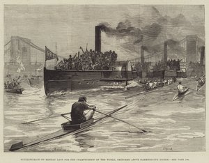 Sculling-Race for the Championship of the World, Sketched Above Hammersmith Bridge