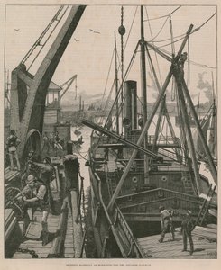 Shipping material at Woolwich for the Souakim Railway by William Heysham Overend
