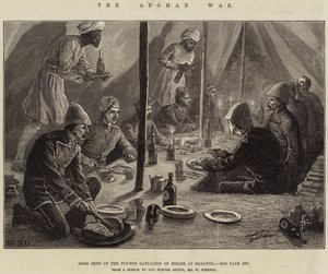 The Afghan War, Mess Tent of the Fourth Battalion of Rifles at Basawul by William Heysham Overend