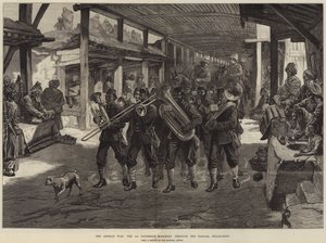 The Afghan War, the 4th Goorkhas marching through the Bazaar, Jellalabad
