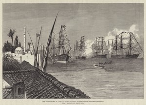 The British Fleet at Larnaca, Cyprus, saluting on the Duke of Edinburgh