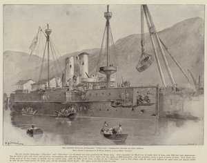 The Chinese Ironclad Battle-Ship Chen-Yuen Undergoing Repairs at Port Arthur