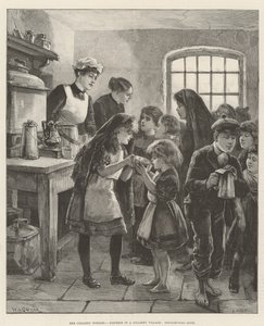 The Colliery Strikes, Distress in a Colliery Village, Distributing Soup by William Heysham Overend