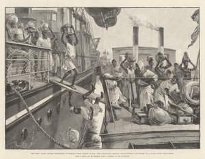 The Emin Pasha Relief Expedition at Banana Point, 18 March 1887, the Steam-Ship Madura transferring Passengers to a Congo River Steam-Boat