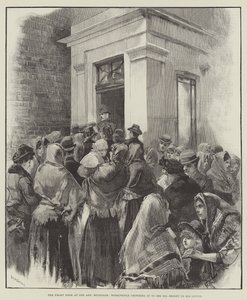 The Front Door at One Ash, Rochdale, Workpeople Crowding in to See Mr Bright in His Coffin by William Heysham Overend
