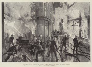 The Great Fire in the City of London, looking down Jewin Street and Jewin Crescent