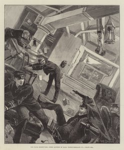 The Naval Manoeuvres, Stern Battery of HMS Northumberland in a Heavy Sea