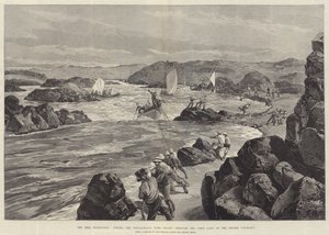 The Nile Expedition, towing the Whale-Boats with Troops through the First Gate of the Second Cataract