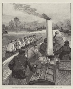 The Oxford and Cambridge Boat-Race, Mr Muttlebury Coaching the Cambridge Crew from a Steam Launch