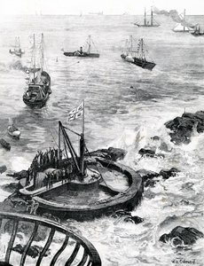 The Prince of Wales and Duke of Edinburgh Laying the Foundation-Stone of the New Eddystone Lighthouse, Illustration from 