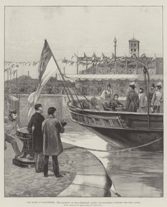 The Queen at Manchester, Her Majesty, in the Admiralty Yacht Enchantress, opening the Ship Canal