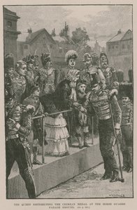 The Queen distributing the Crimean Medal at the Horse Guards Parade Ground by William Heysham Overend