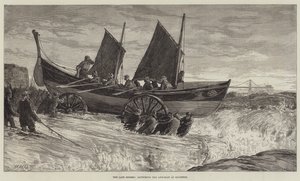 The late Storms, launching the Life-Boat at Brighton