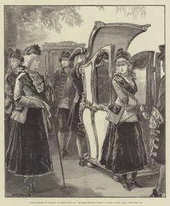 Three Ladies of Fashion on their Way to Ye Olde English Fayre, at the Albert Hall