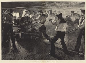 Trying the Range, a Sketch on Board a Man-of-War