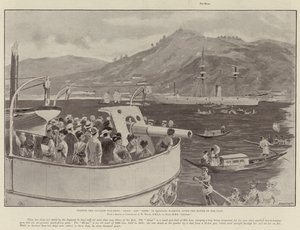 Visiting the Japanese War-Ships Akagi and Hiyei in Nagasaki Harbour, After the Battle of the Yalu by William Heysham Overend