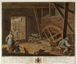 Interior View of a Scutch Mill, Plate V of The Linen Manufactory of Ireland, 1791