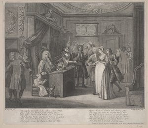 A Woman Swearing a Child to a Grave Citizen by William Hogarth
