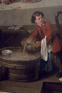 A Distracted Scullion Pours a Cask of Brandy onto a Half-Barrel of Filthy Slops (detail)