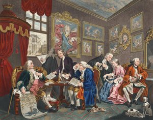 Marriage a la Mode, Plate I, The Marriage Settlement, illustration from 