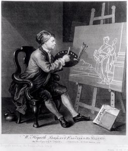 Self Portrait Painting the Comic Muse (engraved by the artist)