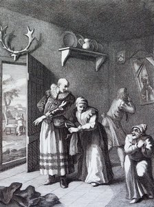 The Curate and the Barber Disguising Themselves to convey Don Quixote Home by William Hogarth