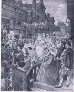 The State Entry of Queen Mary into Edinburgh 1561, from Cassells History of the British People Published by the Waverley Book Company, c.1950