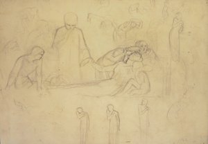 Studies for the figures of the Doctor, Mourners and Minerva