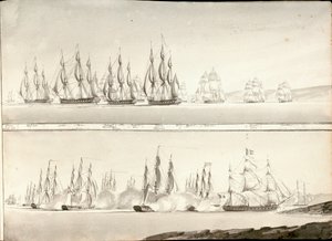 Different modes of painting line of battle ships, early 19th century by William Innes Pocock