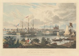 City of Detroit, Michigan: Taken from the Canada Shore near the Ferry by William James Bennett after Frederick K. Grain