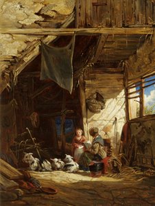 Interior with Goats - Bettws-y-Coed by William James Muller