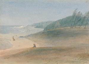 Mauritius - A Child Watching Her Mother Walking Near the Sea, Presumably Mrs. Chamberlayne and One of Her Children by William John Chamberlayne