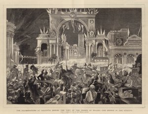 The Illuminations at Calcutta during the Visit of the Prince of Wales, the Crowd in the Streets