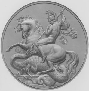 St George, from the Medal by W Wyon, RA, executed for His Royal Highness Prince Albert, engraved by W Roffe from a drawing by F Roffe