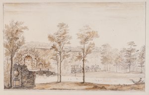 Chiswick, Design for a Rustic Cascade and Bridge Set Against the Terrace by William Kent