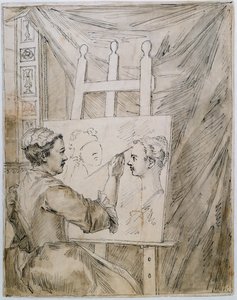 Lady Burlington at her easel in her Garden Room