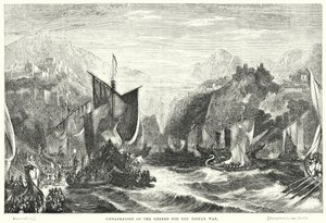 Embarkation of the Greeks for the Trojan War (engraving) by William Linton