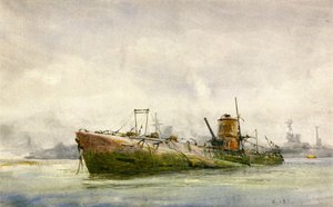 A surrendered and beached submarine, Portsmouth