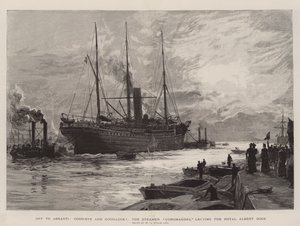 Off to Ashanti, Good-Bye and Good-Luck!, the Steamer Coromandel Leaving the Royal Albert Dock